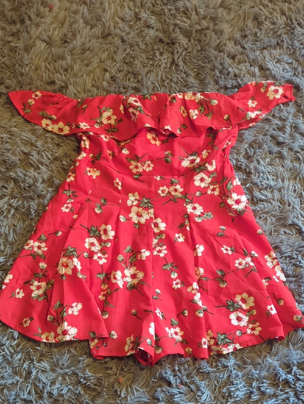 Red Floral Off-Shoulder Romper